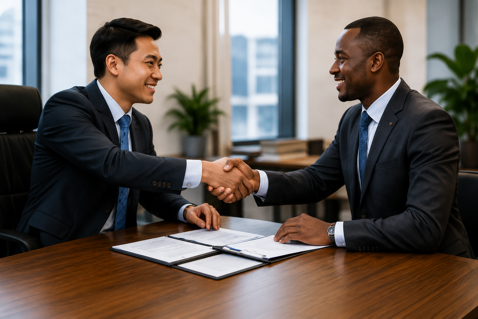 GLOCARGO advisor shaking hands with a client after signing an import agreement